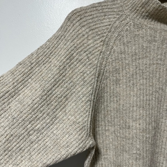 Ruby Moon Alpaca Blend Mock Neck Sweater – Size S, Beige, Cozy Ribbed Knit - Picture 9 of 11